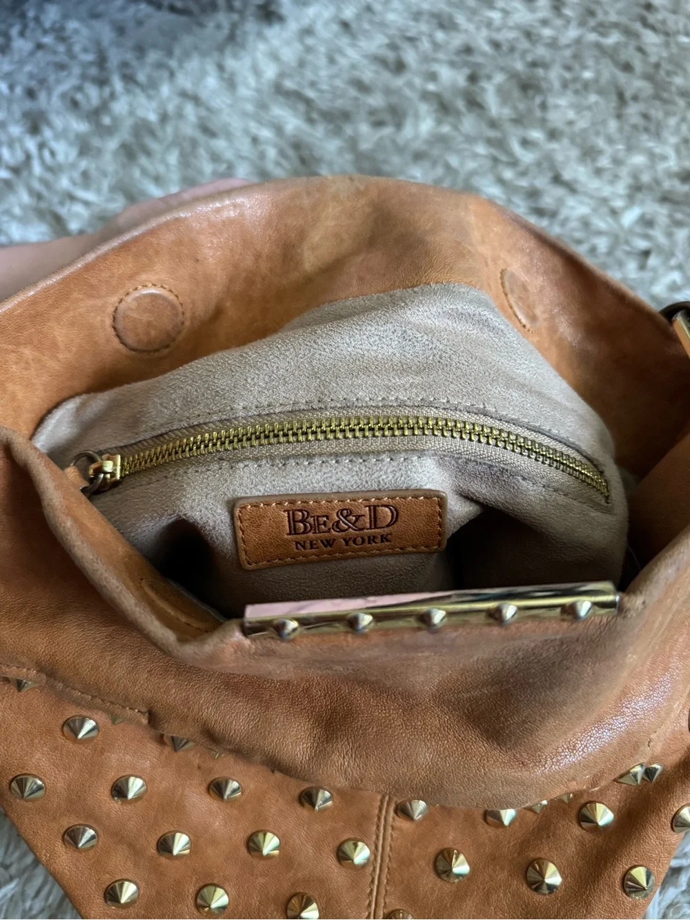 Y2K Be & D Leather Studded Tote Purse